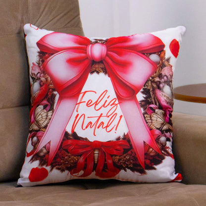 Capa Almofada Natal – Laço Rosa