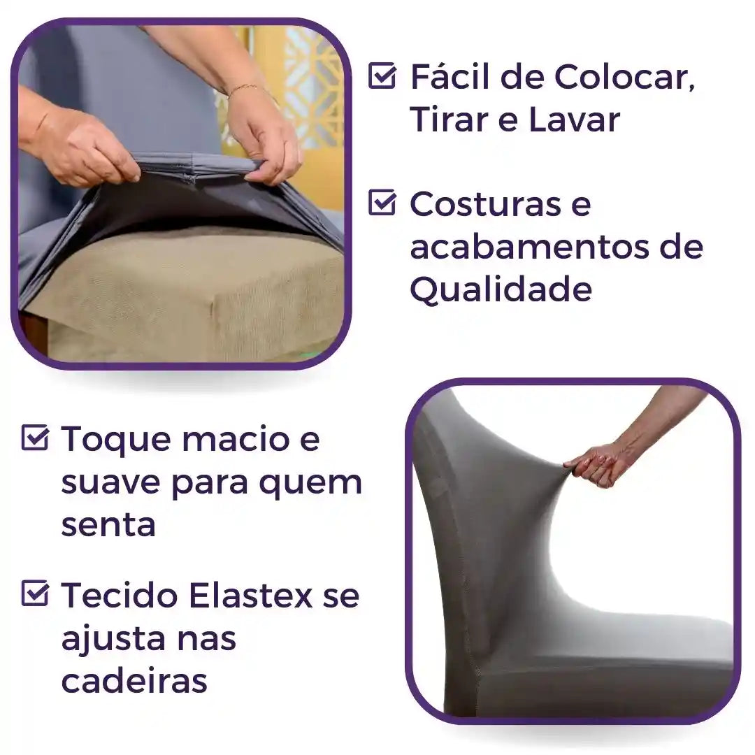 Capa Para Cadeira de Jantar - Cinza Escuro