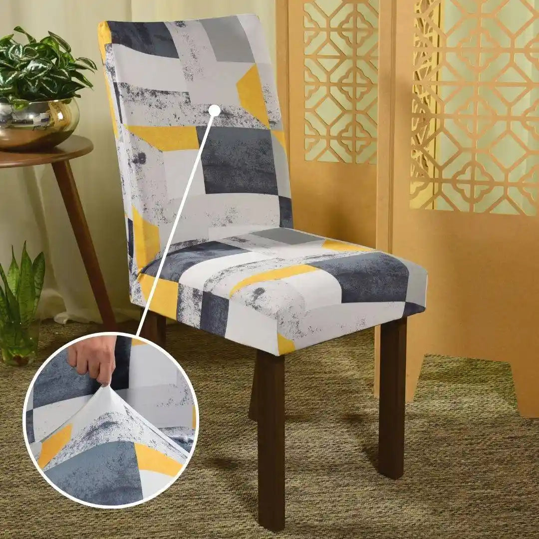 Capa Cadeira Jantar Spandex - Mármore Cinza