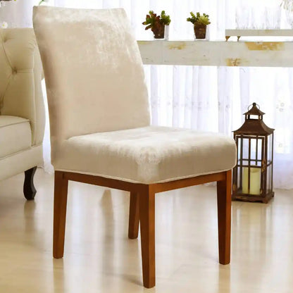 Capa Cadeira Jantar Veludo  Confort Plus - Marfim