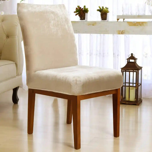 Capa Cadeira Jantar Veludo  Confort Plus - Marfim