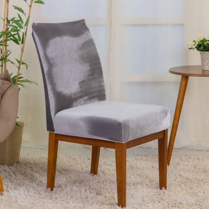 Capa Cadeira Jantar Veludo  Confort Plus - Chumbo