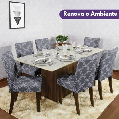 Capa para Cadeira de Jantar - Geo Chumbo