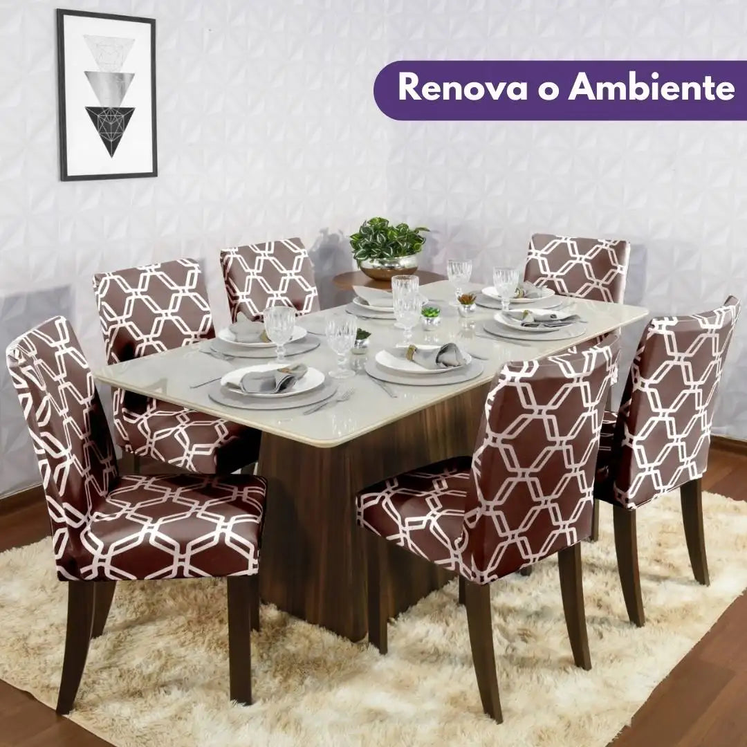 Capa para Cadeira de Jantar - Geo Tabaco