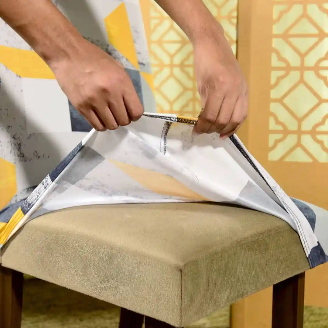 Capa Cadeira Jantar Spandex - Mármore Cinza