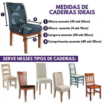 Capa Para Cadeira de Jantar - Modern Leaf