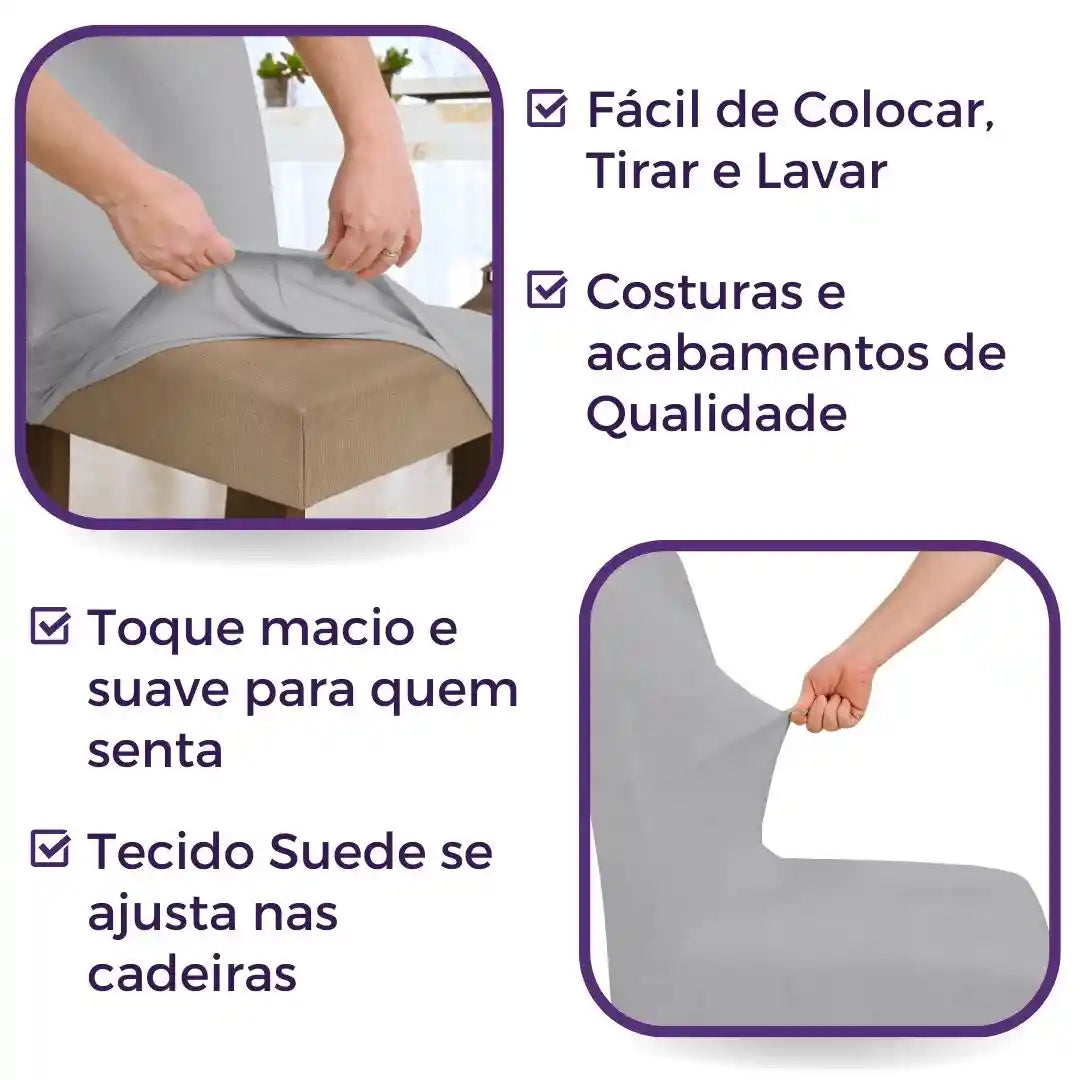 Capa Cadeira Suede Confort Plus - Cinza Claro