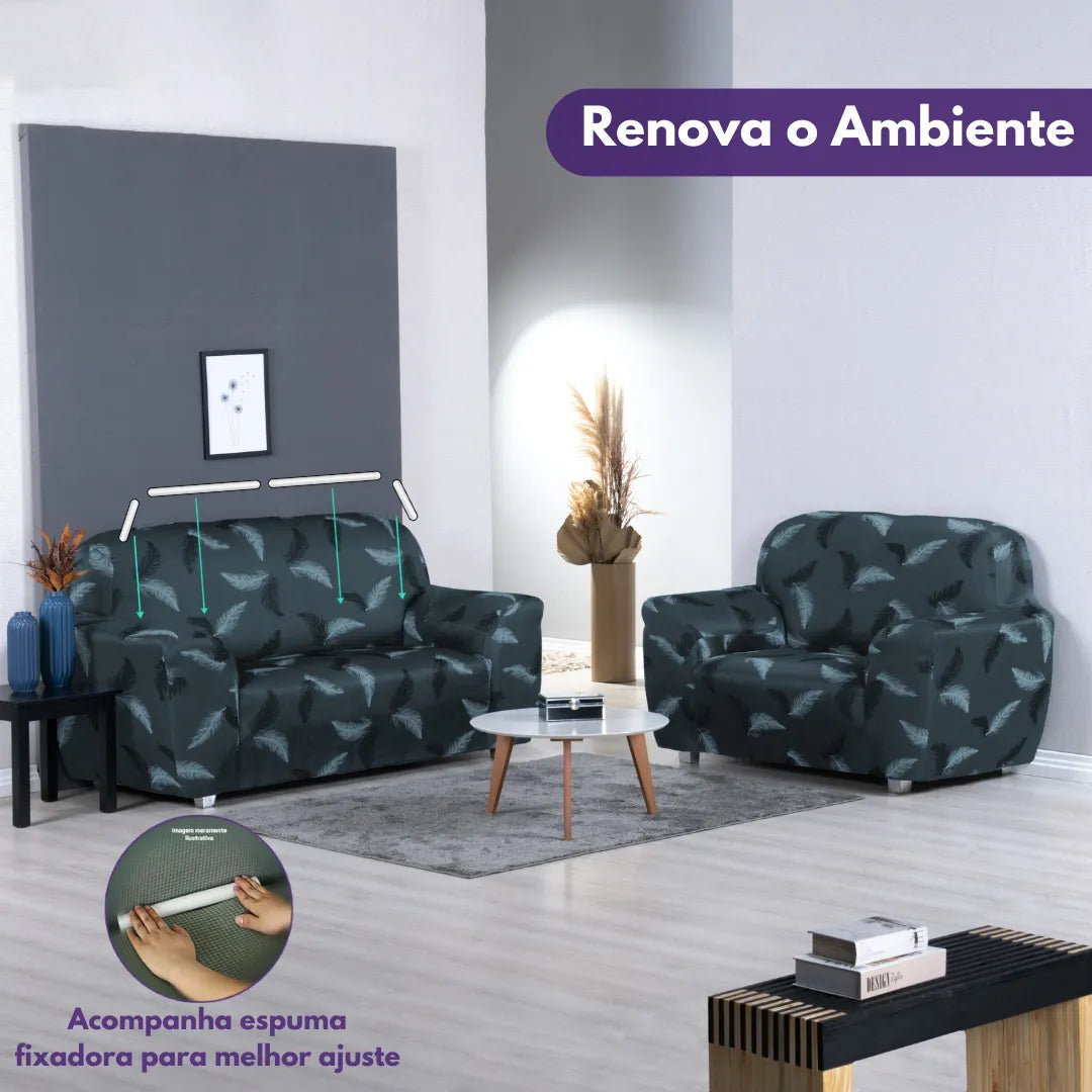 Capa de Sofá Elastex - Modern Leaf