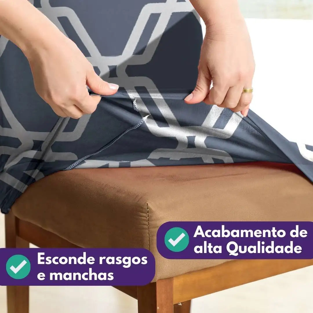 Capa para Cadeira de Jantar - Geo Chumbo