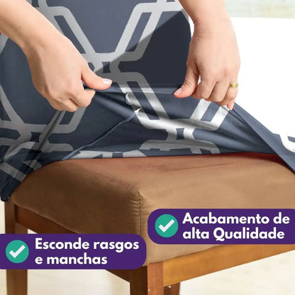 Capa para Cadeira de Jantar - Geo Chumbo