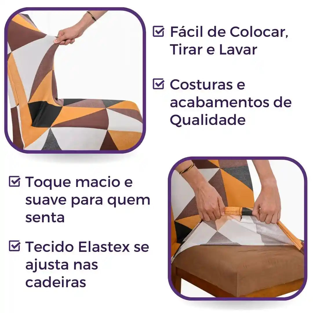 Capa Para Cadeira de Jantar - Geo Retrô