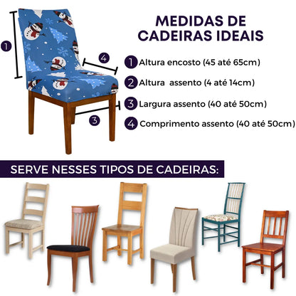 Capa de Cadeira de Natal  - Flocos de Neve Azul