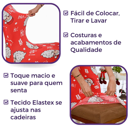 Capa de Cadeira de Natal  - Papai Noel Vermelho