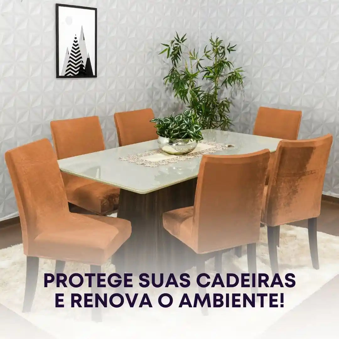 Capa Cadeira Jantar Veludo Confort Plus - Cobre