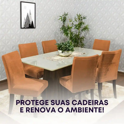 Capa Cadeira Jantar Veludo Confort Plus - Cobre