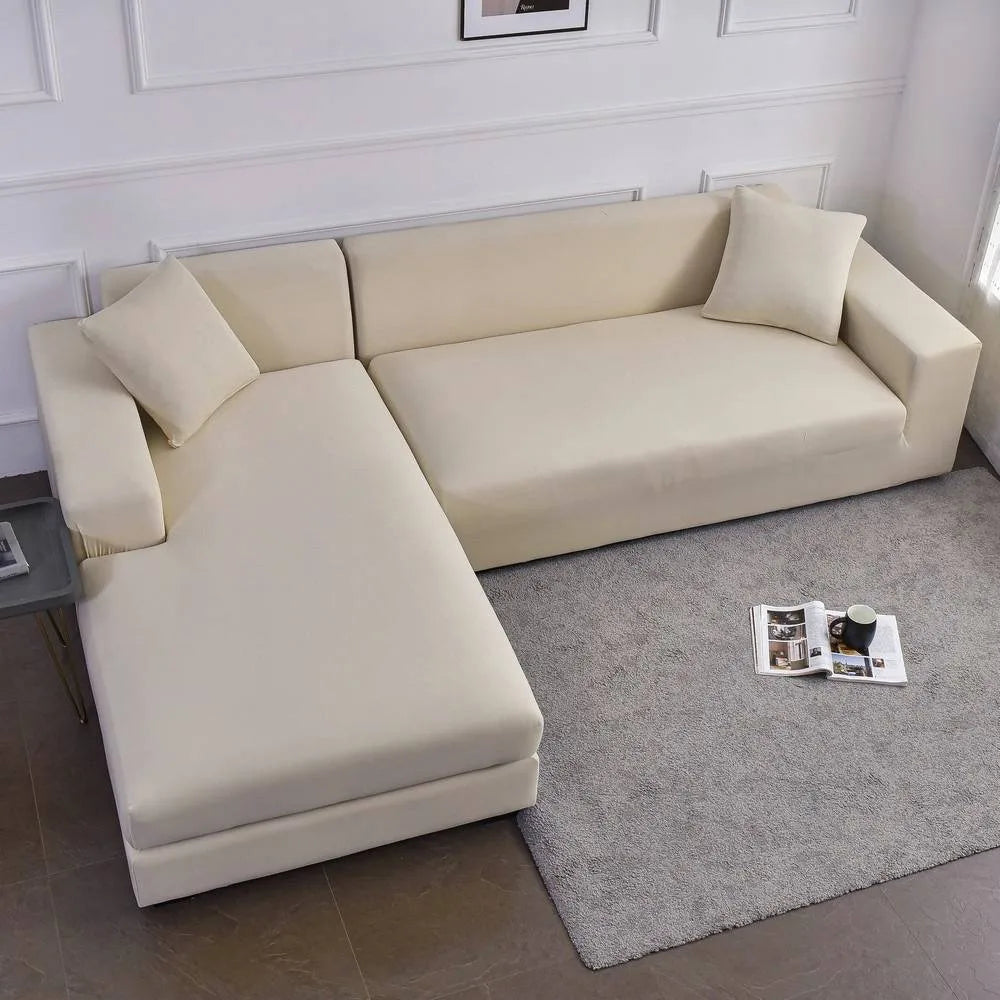 Capa de Sofá de Canto Spandex Special Impermeável - Branco Off