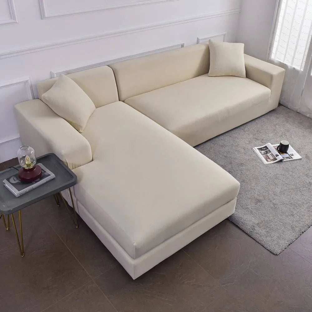 Capa de Sofá de Canto Spandex Special Impermeável - Branco Off