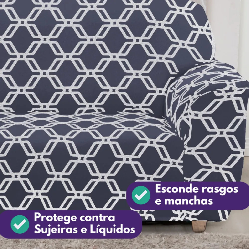 Capa de Sofá Elastex - Geo Chumbo