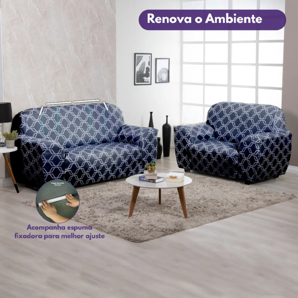 Capa de Sofá Elastex - Geo Chumbo