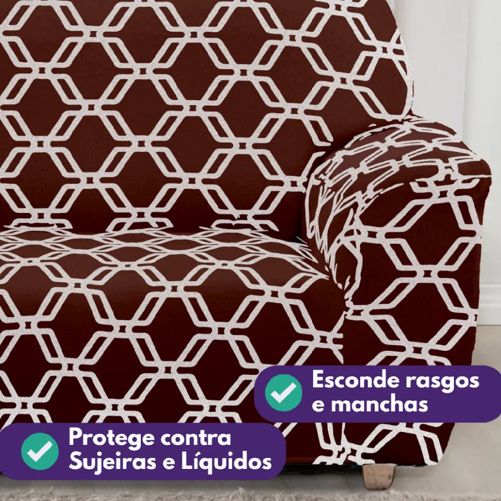 Capa de Sofá Elastex - Geo Tabaco