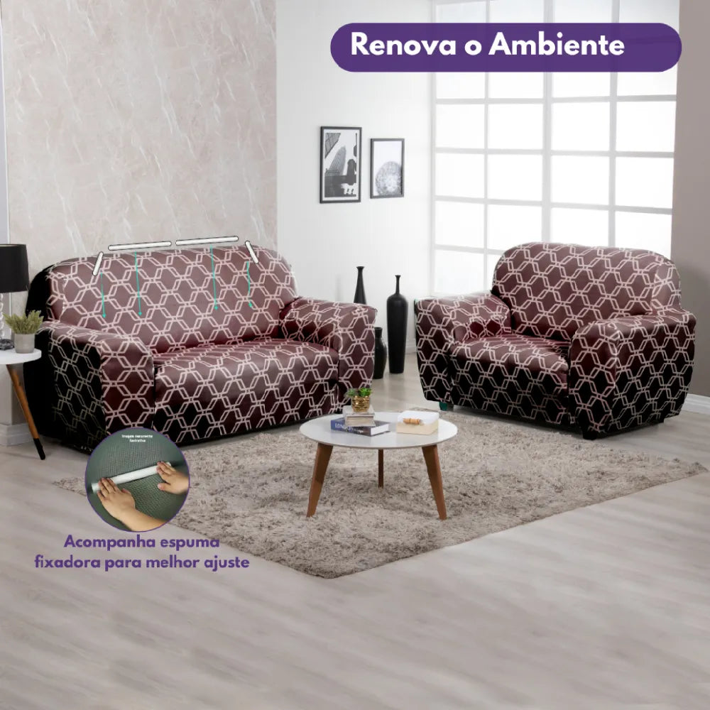 Capa de Sofá Elastex - Geo Tabaco