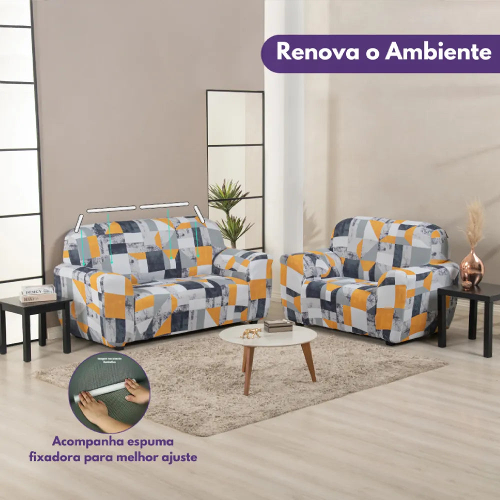 Capa de Sofá Elastex - Mármore Cinza