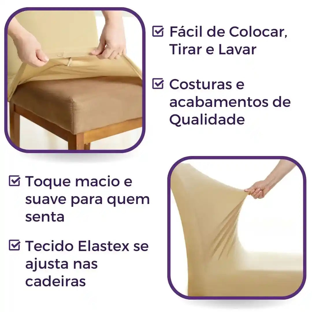 Capa Para Cadeira de Jantar - Bege