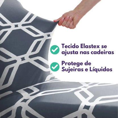 Capa para Cadeira de Jantar - Geo Chumbo