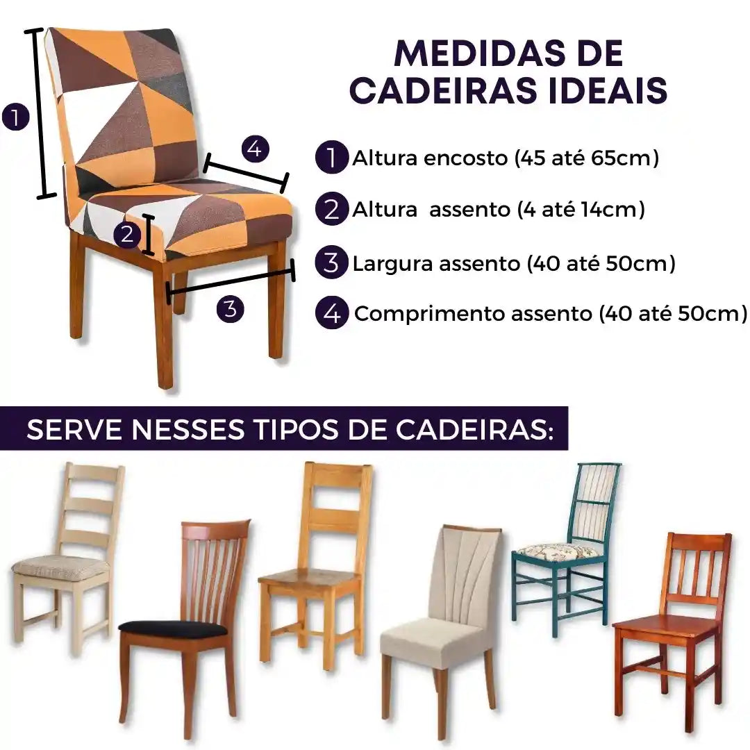 Capa Para Cadeira de Jantar - Geo Retrô