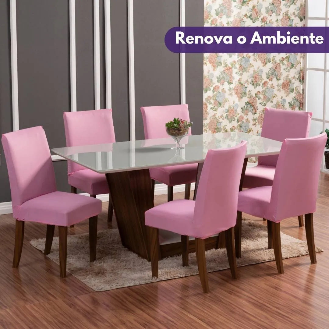 Capa Para Cadeira de Jantar - Rosa