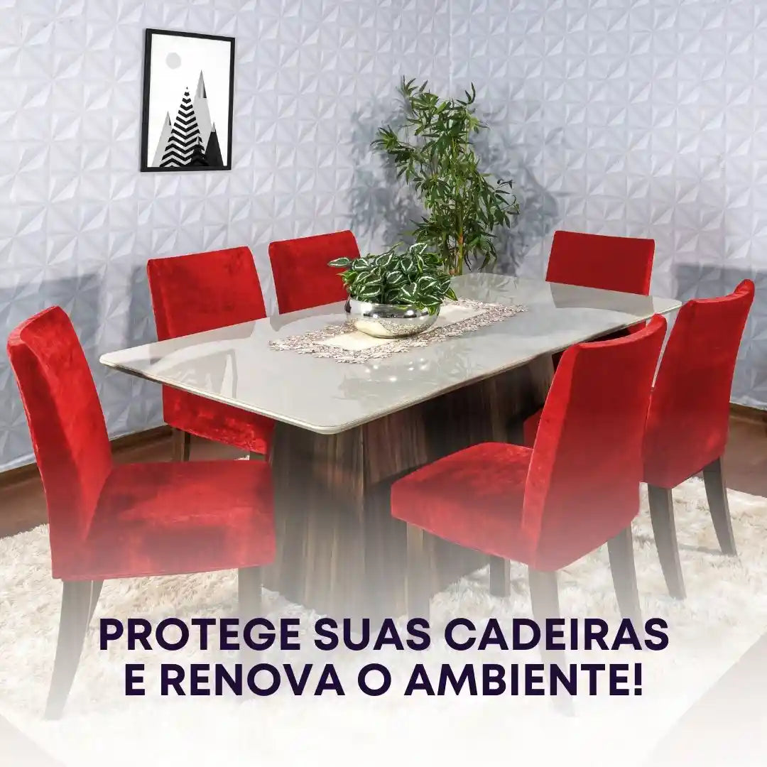Capa Cadeira Jantar Veludo Confort Plus - Vermelho