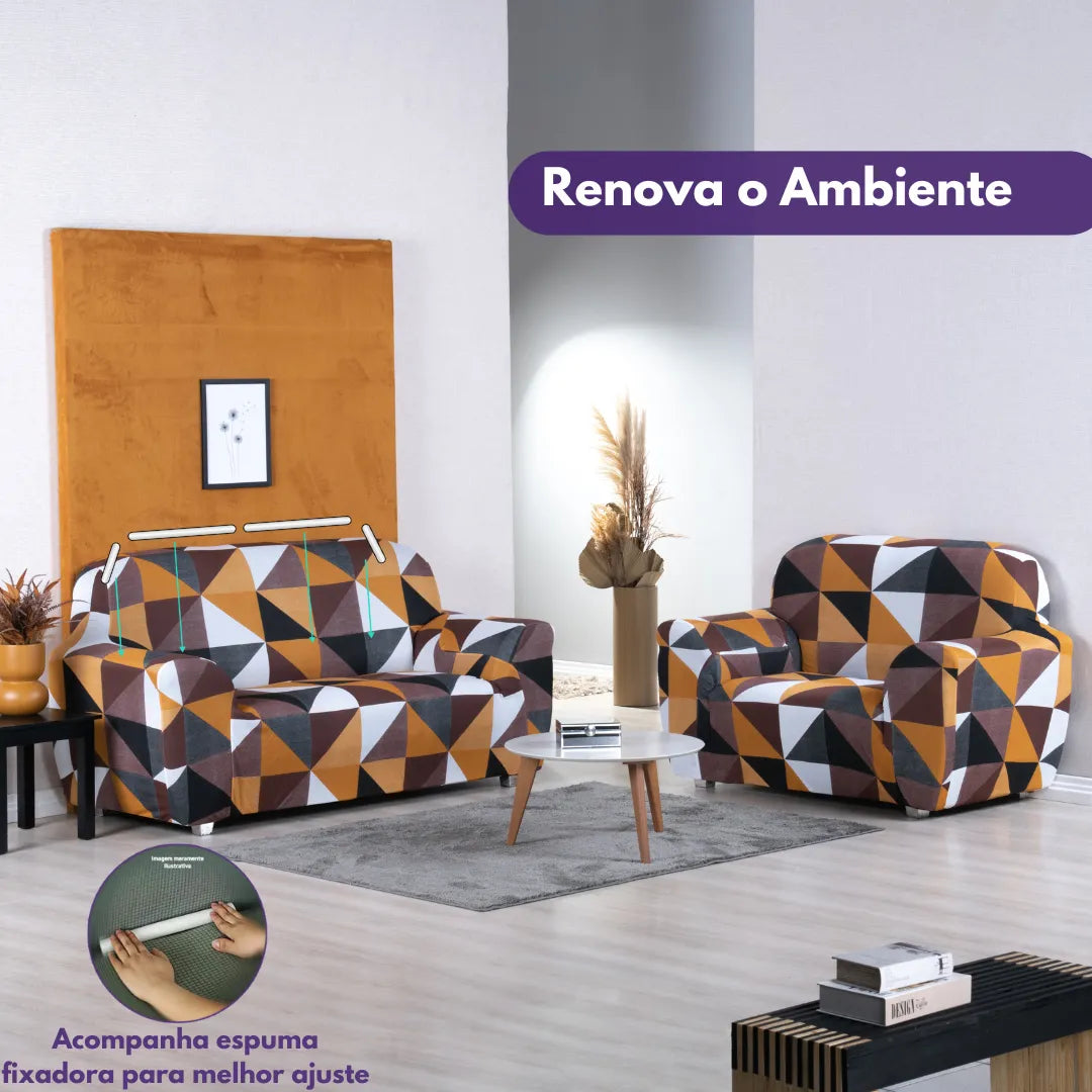 Capa de Sofá Elastex - Geo Retrô