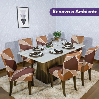 Capa Para Cadeira de Jantar - Geo Caramelo