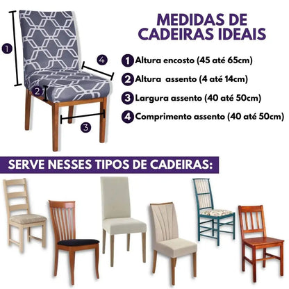 Capa para Cadeira de Jantar - Geo Chumbo