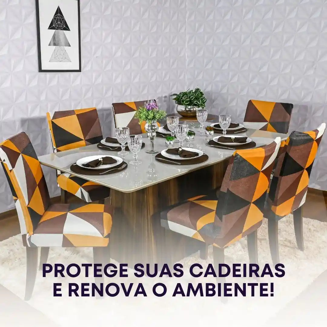 Capa Para Cadeira de Jantar - Geo Retrô