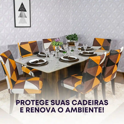 Capa Para Cadeira de Jantar - Geo Retrô
