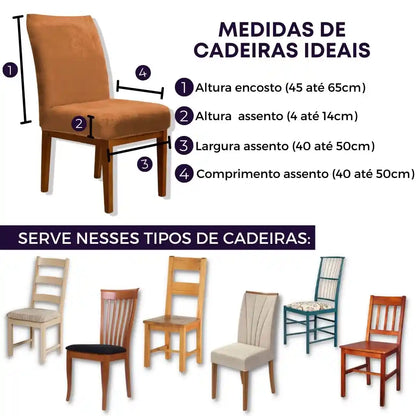 Capa Cadeira Jantar Veludo Confort Plus - Cobre