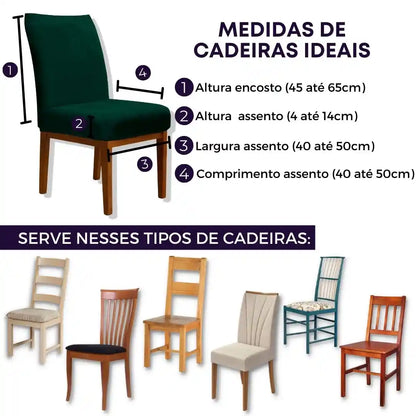 Capa Cadeira Jantar Veludo  Confort Plus - Verde
