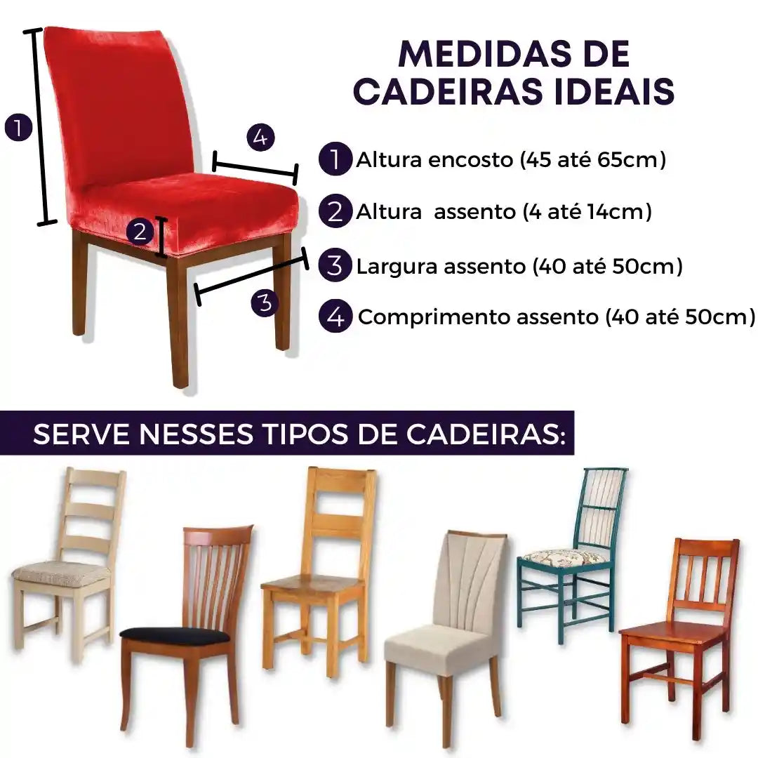 Capa Cadeira Jantar Veludo Confort Plus - Vermelho