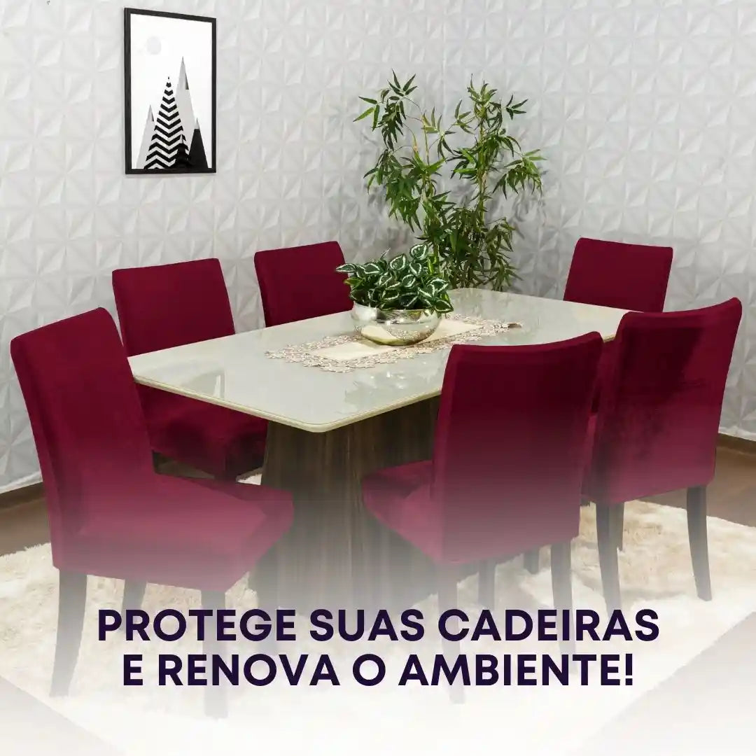 Capa Cadeira Jantar Veludo  Confort Plus - Vinho