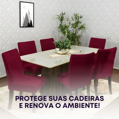 Capa Cadeira Jantar Veludo  Confort Plus - Vinho