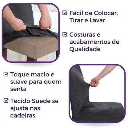 Capa Cadeira Suede Confort Plus - Cinza Chumbo