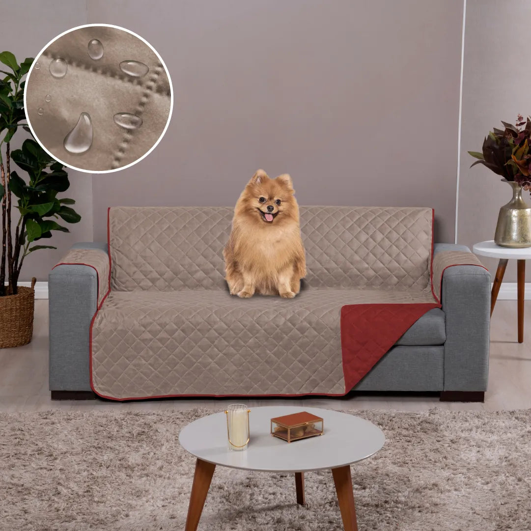 Capa Protetora Sofá Impermeável Vermelho-Caqui