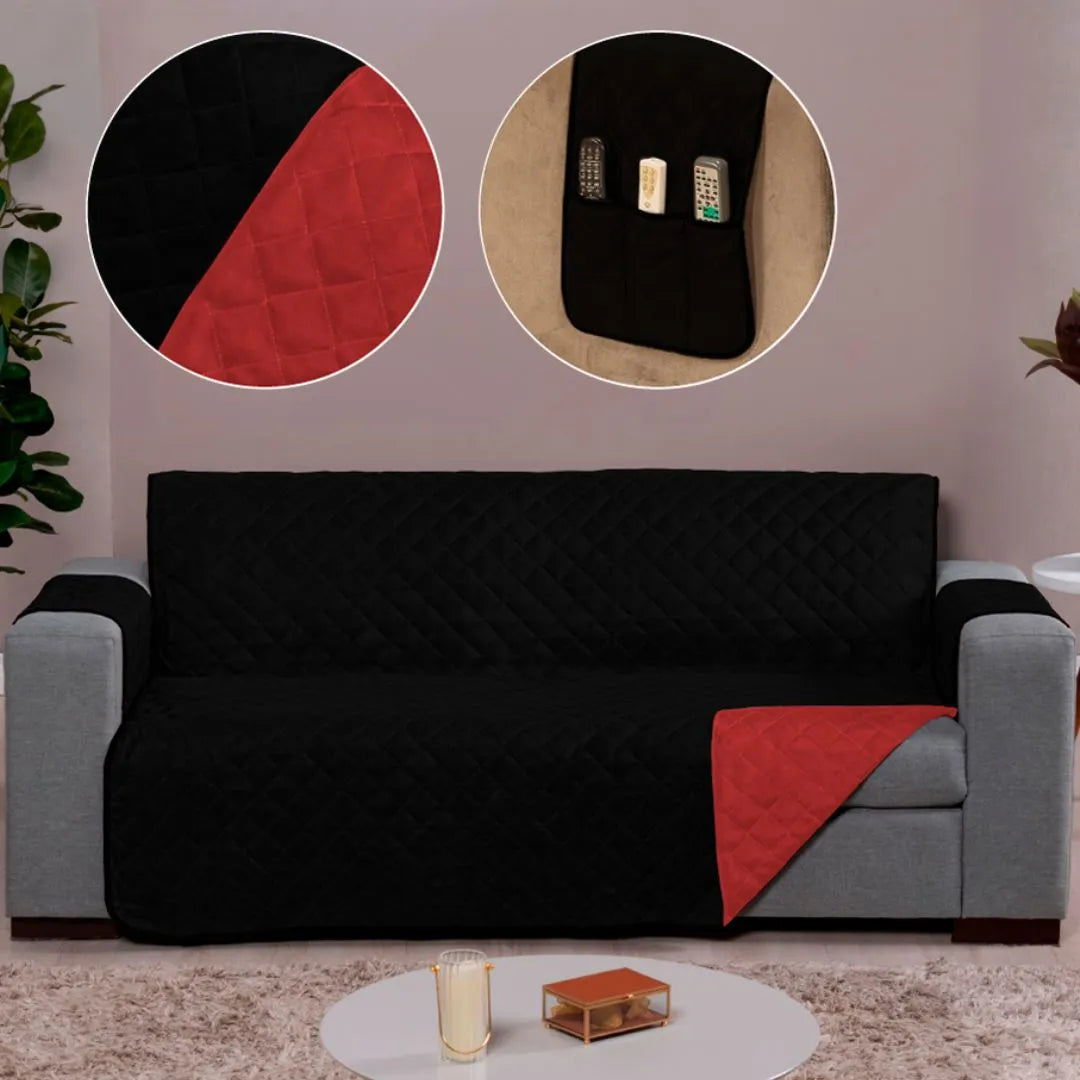 Capa Protetora Sofá Preto-Vermelho