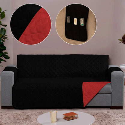 Capa Protetora Sofá Preto-Vermelho