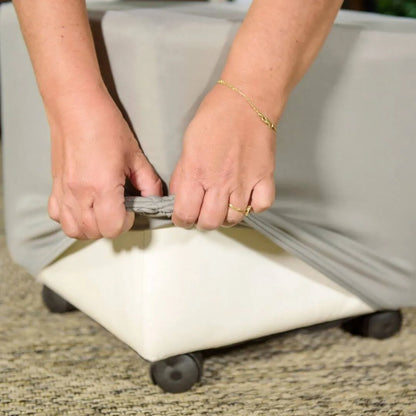 Capa para Puff Quadrado - Cinza Claro