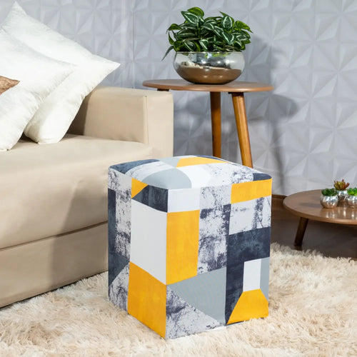 Capa para Puff Quadrado - Mármore Cinza
