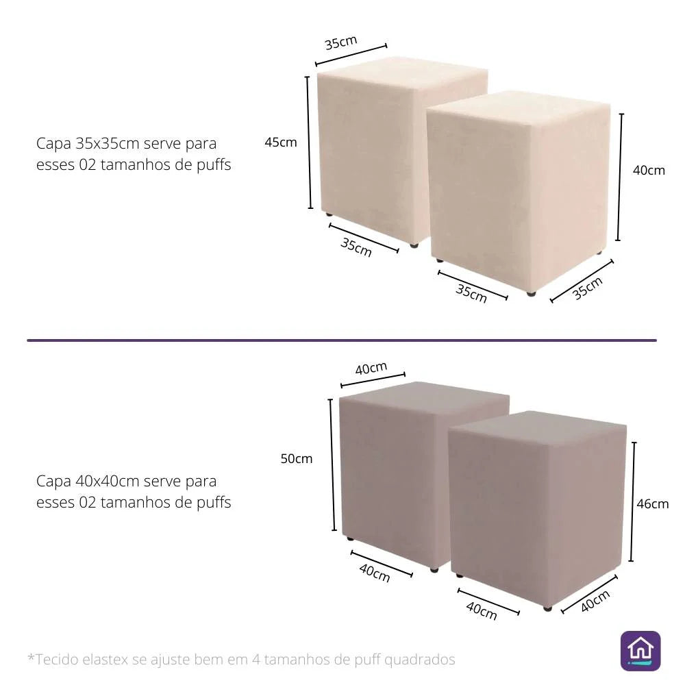 Capa para Puff Quadrado - Amarelo