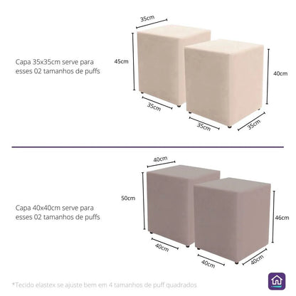 Capa para Puff Quadrado - Amarelo