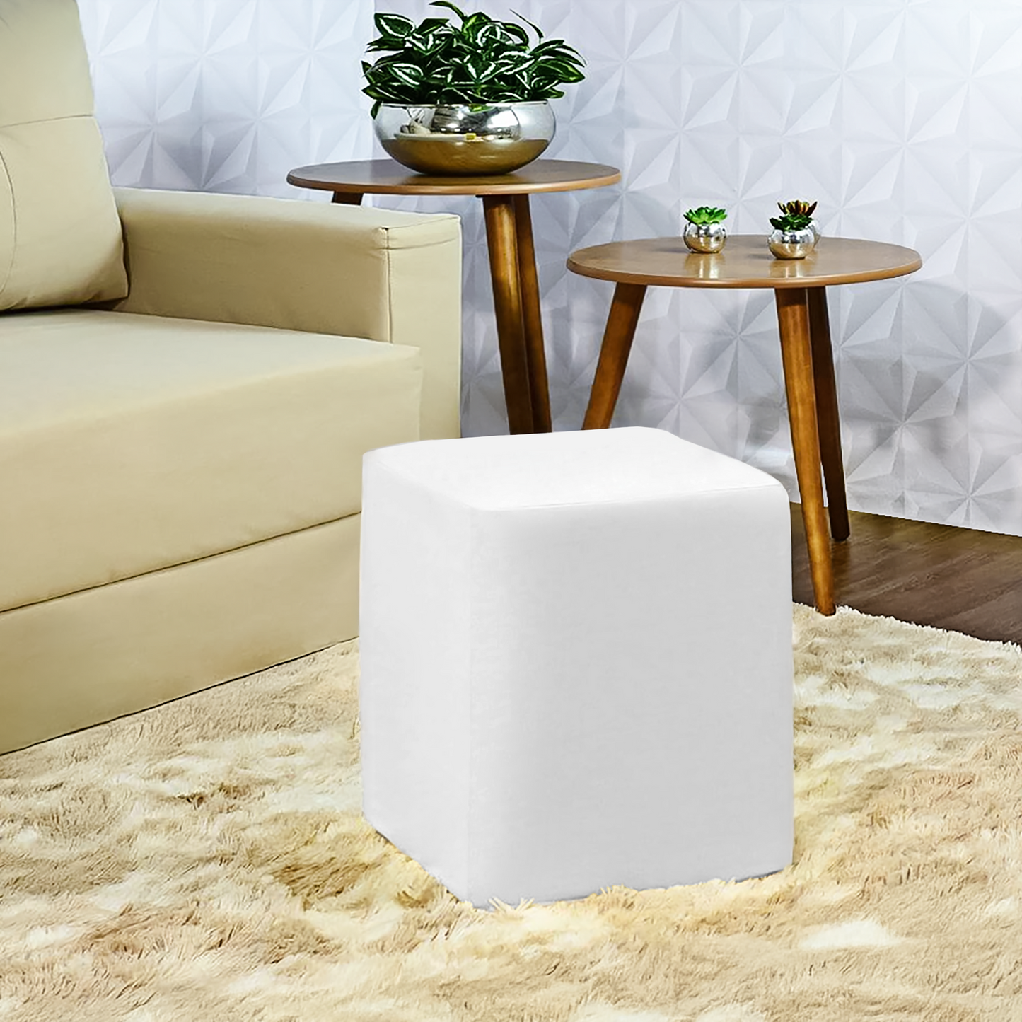 Capa para Puff Quadrado Impermeável - Branca